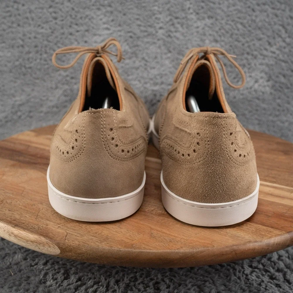 Allen Edmonds Strand Tan Brown Suede Captoe Sneakers Dress Shoes 14 D